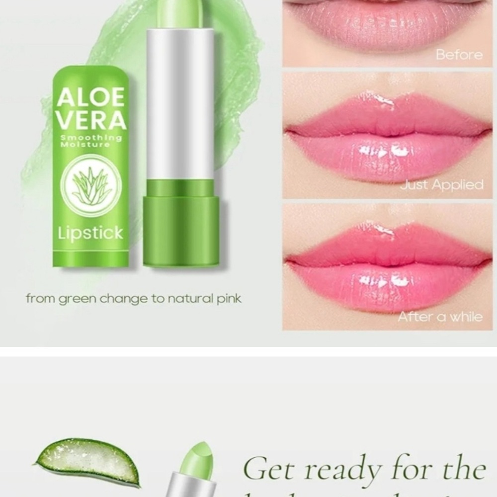Set of 2 Aloe Vera Color-Changing Lipstick - Green to Pink